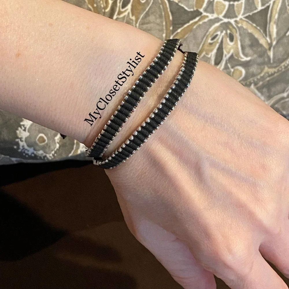 Men's Sterling Silver Black Corded Twin Double Bracelet! NEW 925 Links of London